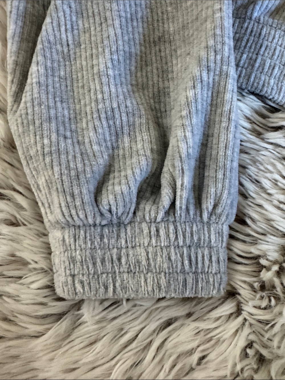 aerie Light Gray Ribbed Cropped Zip Jacket - Picture 3 of 7
